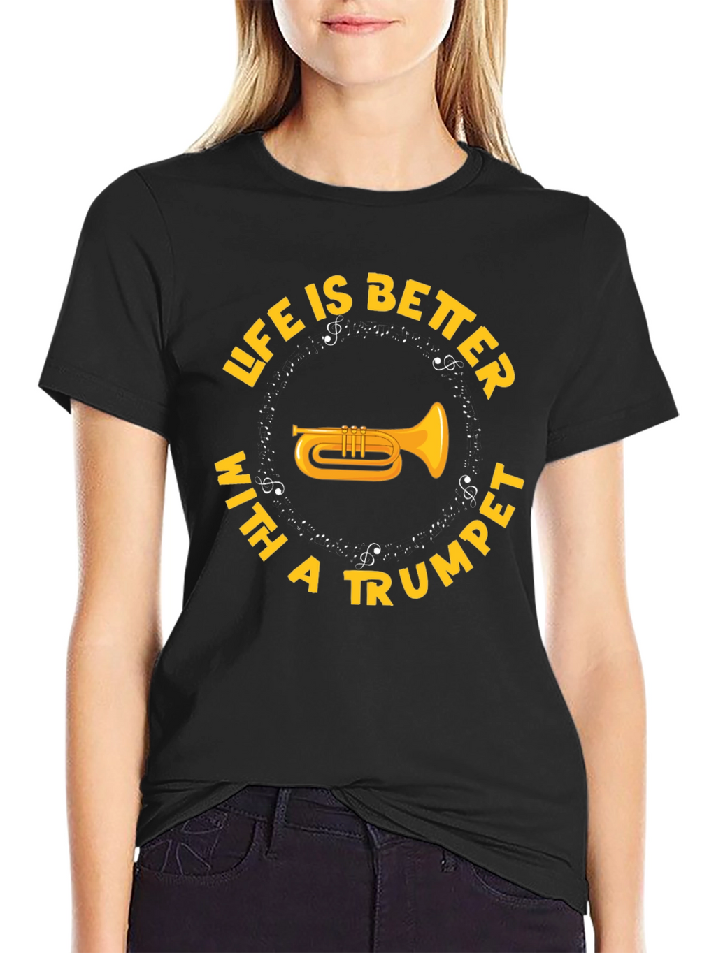 Life is Better with a Trumpet Black T-Shirt