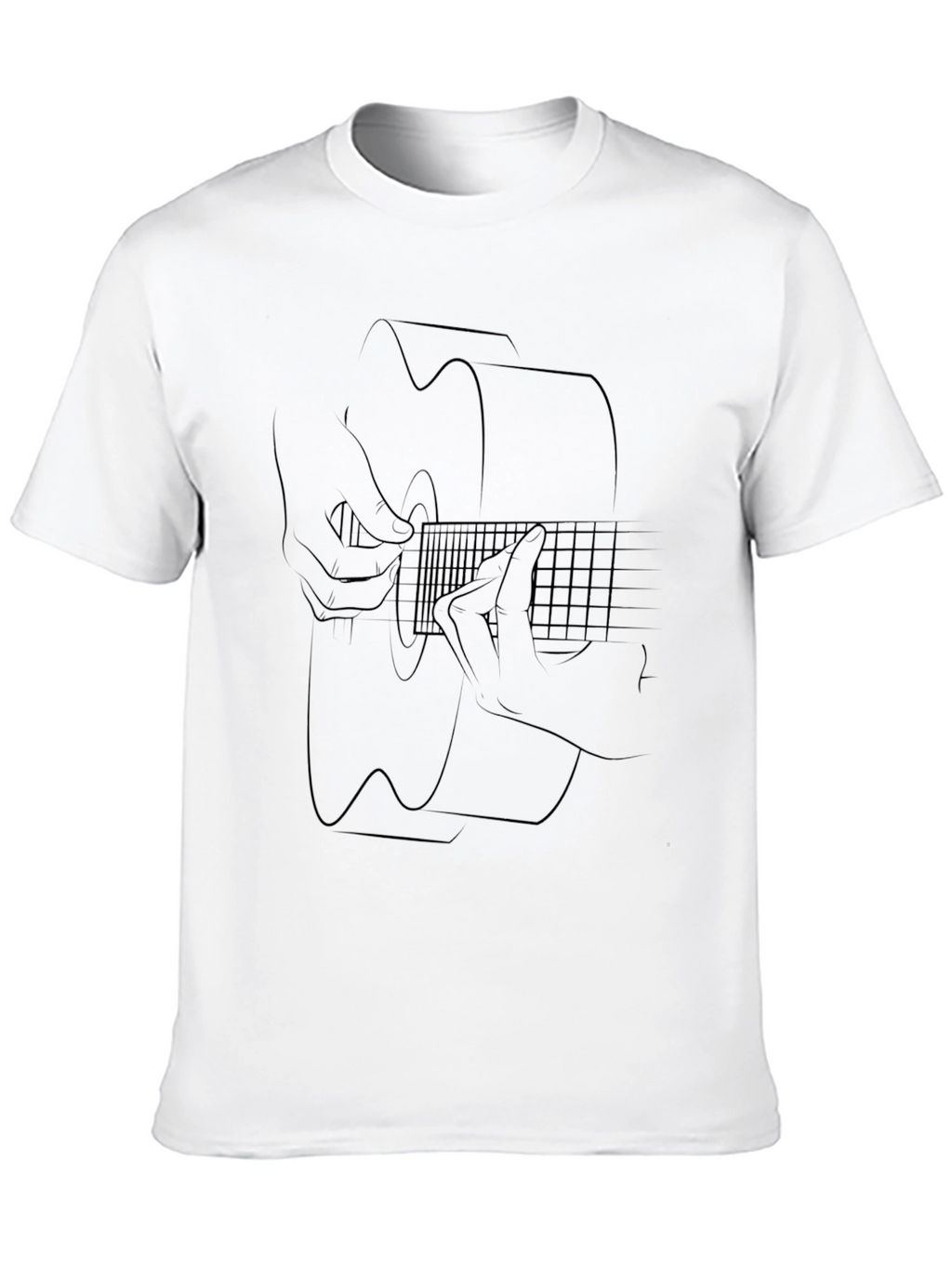 Acoustic Guitar Line Art T-Shirt - Black