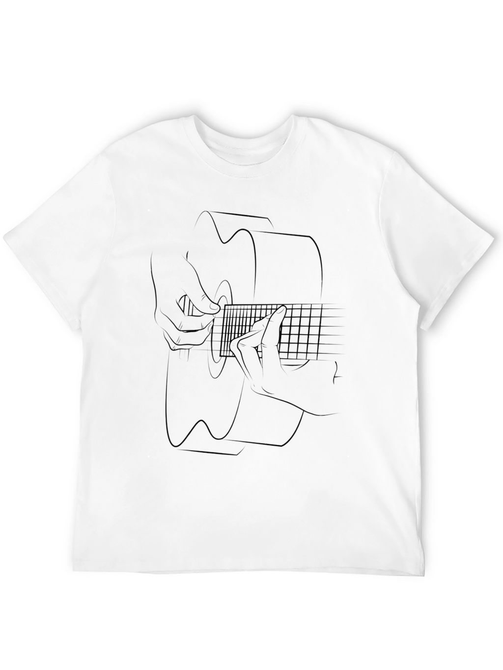 Acoustic Guitar Line Art T-Shirt - Black