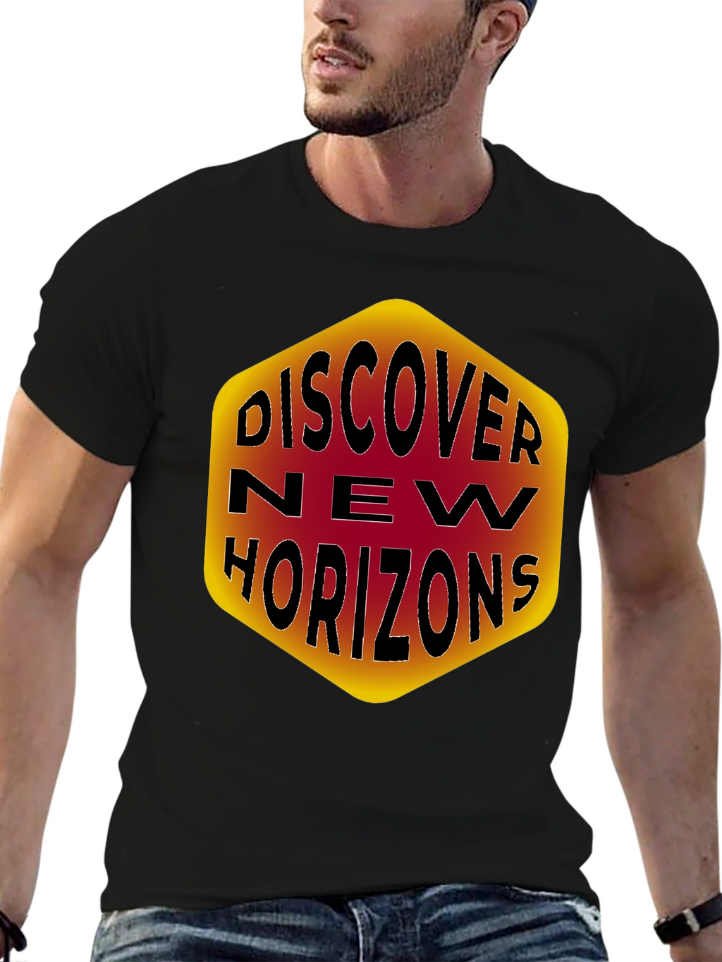 Discover New Horizons Graphic Tee - Black Cotton