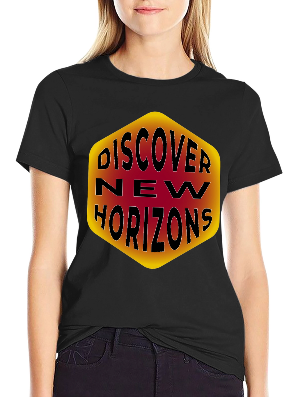 Discover New Horizons Graphic Tee - Black Cotton