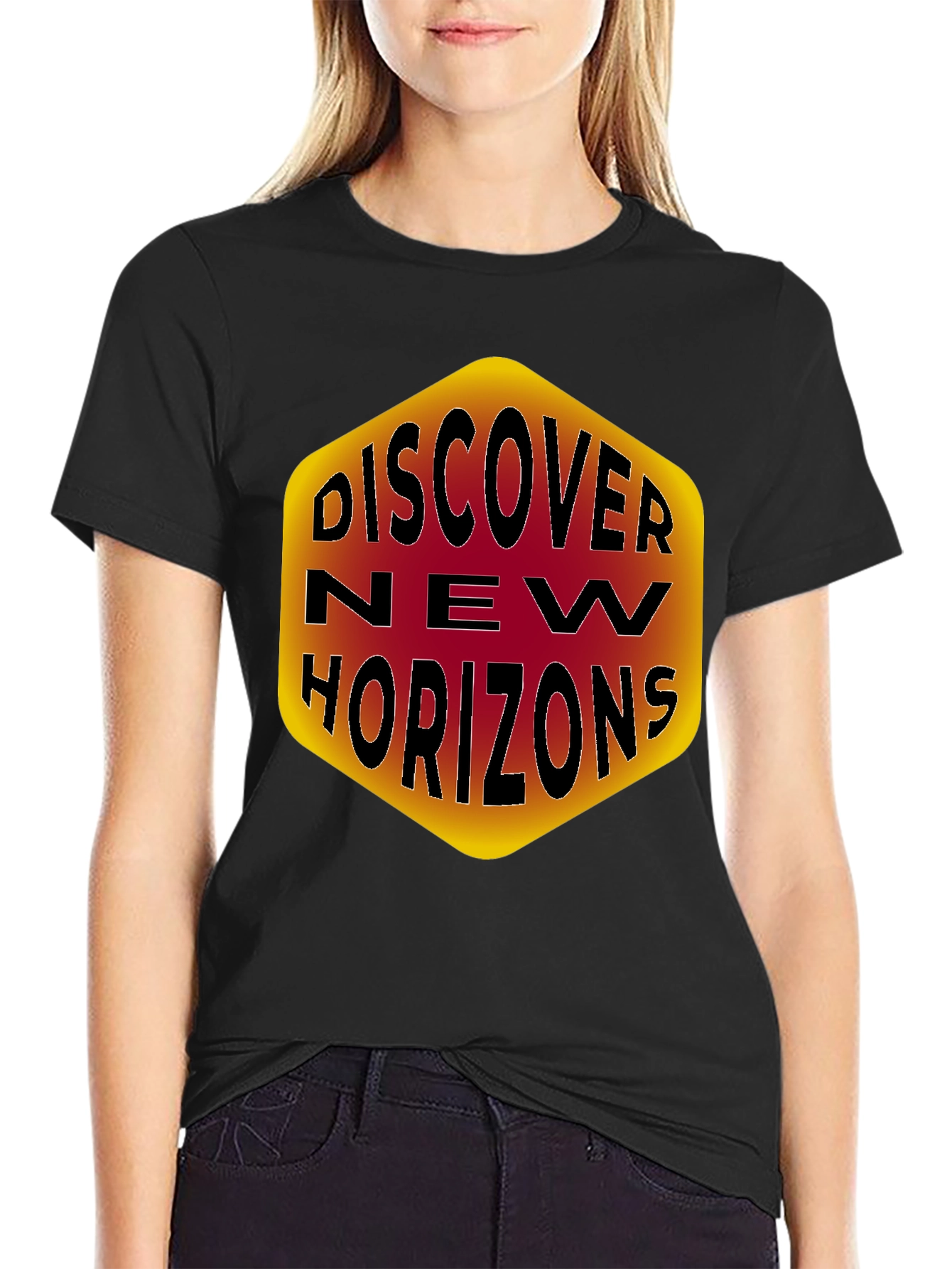 Discover New Horizons Graphic Tee - Black Cotton