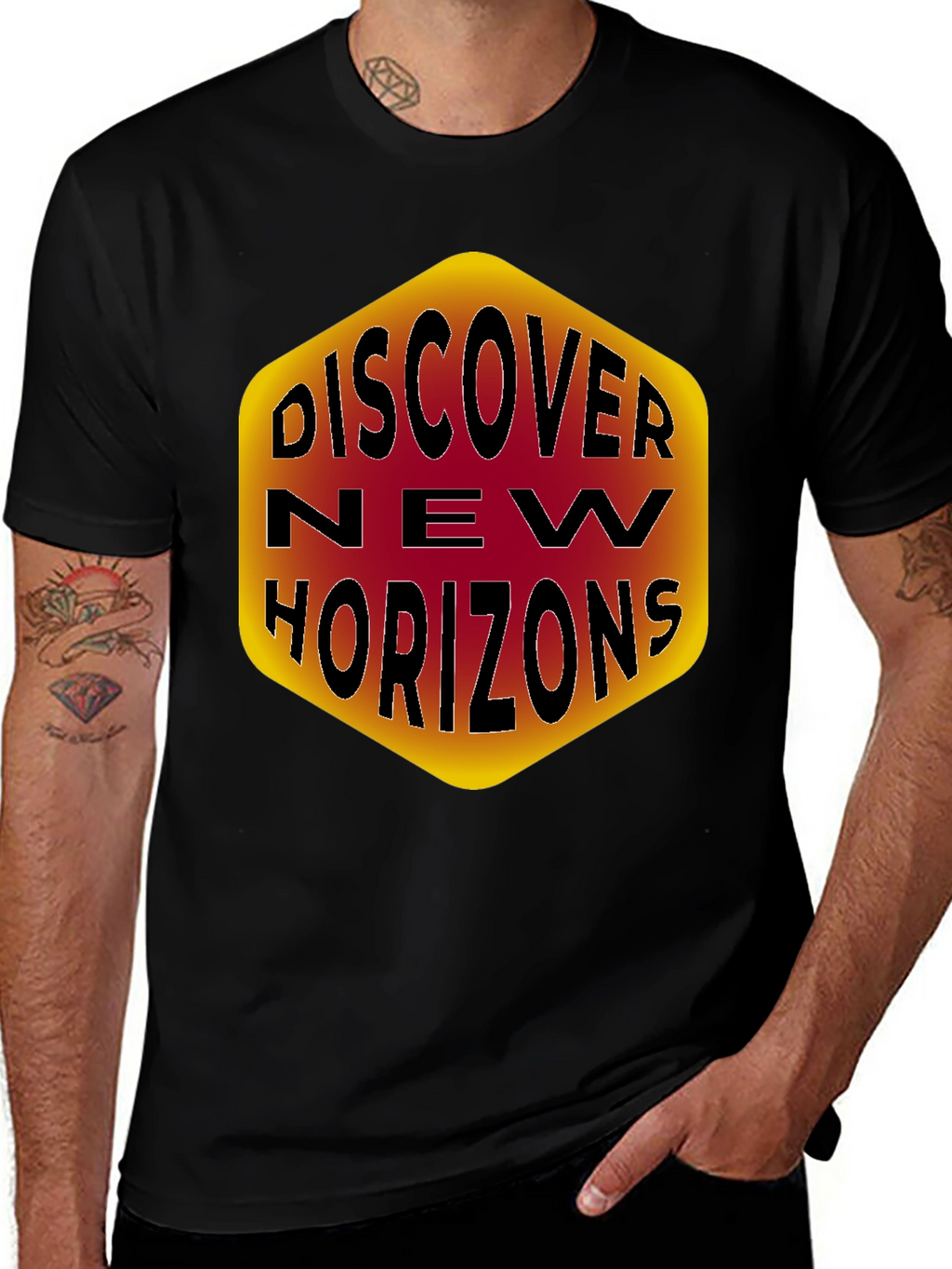 Discover New Horizons Graphic Tee - Black Cotton