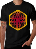 Discover New Horizons Graphic Tee - Black Cotton