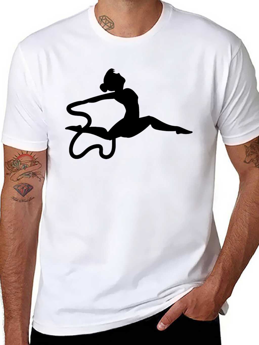 Gymnast Silhouette Graphic Black T-Shirt