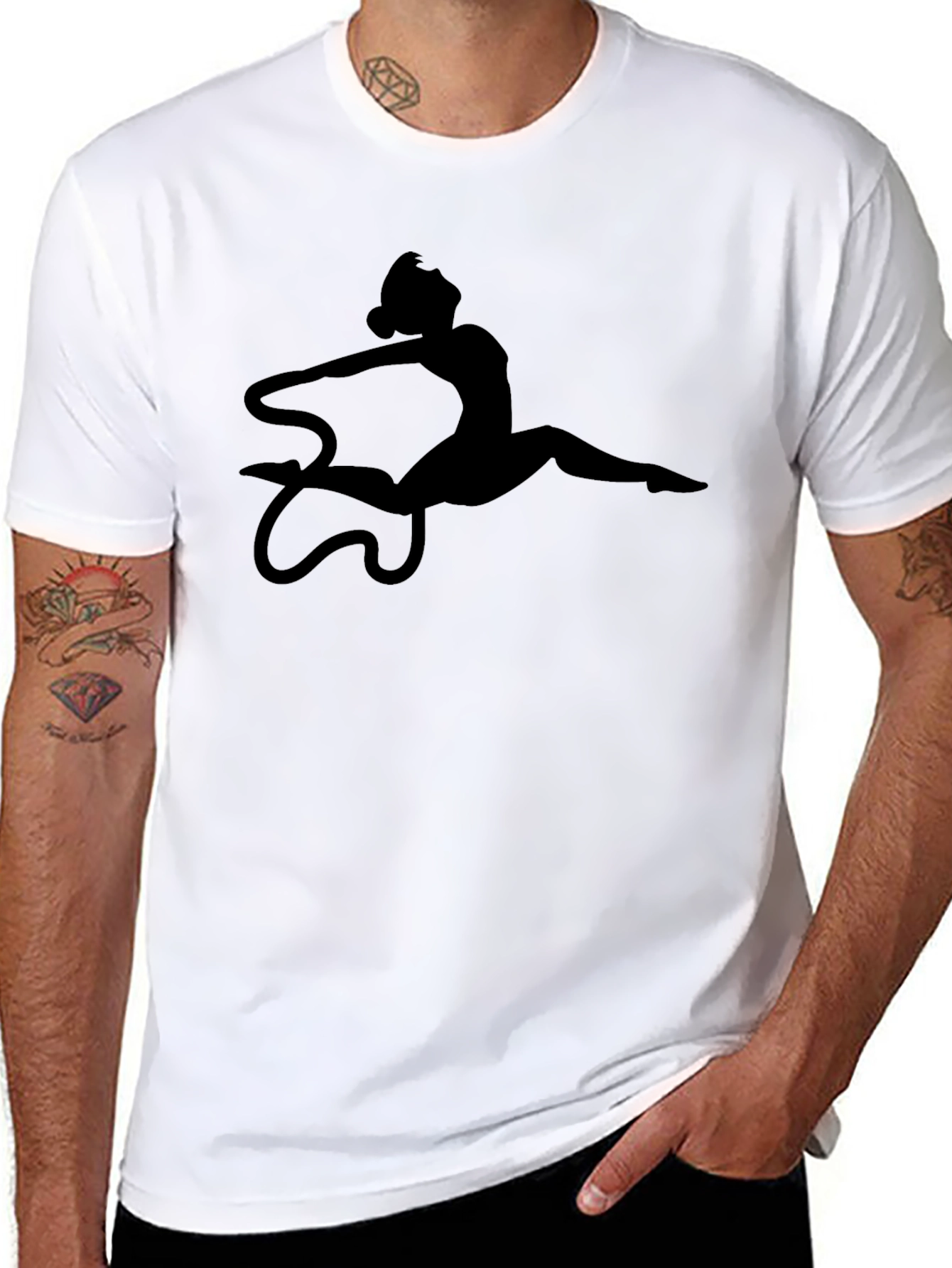 Gymnast Silhouette Graphic Black T-Shirt