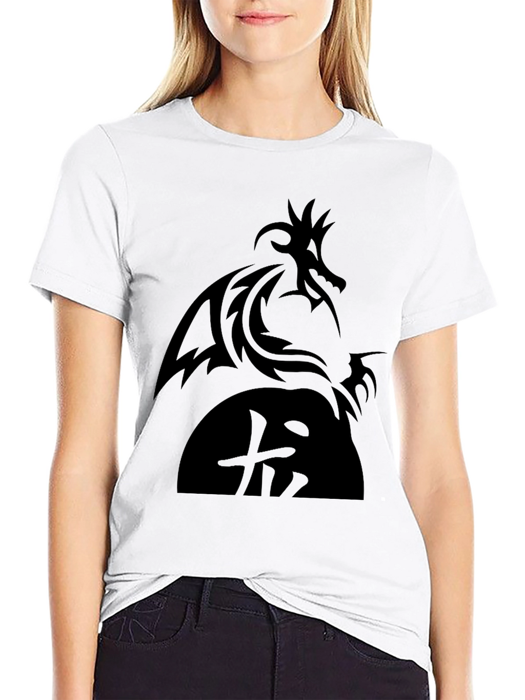 Dragon Graphic Black T-Shirt - Tribal Design