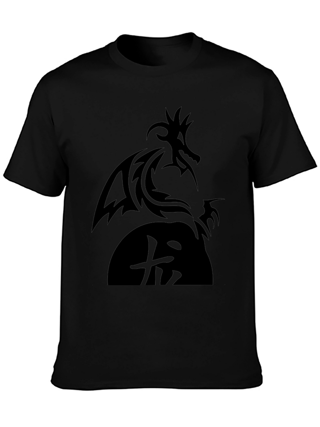 Dragon Graphic Black T-Shirt - Tribal Design