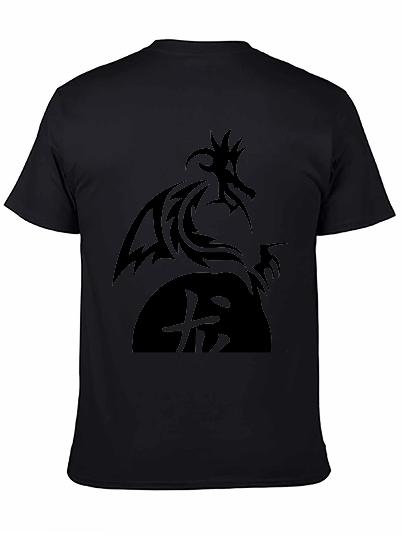Dragon Graphic Black T-Shirt - Tribal Design