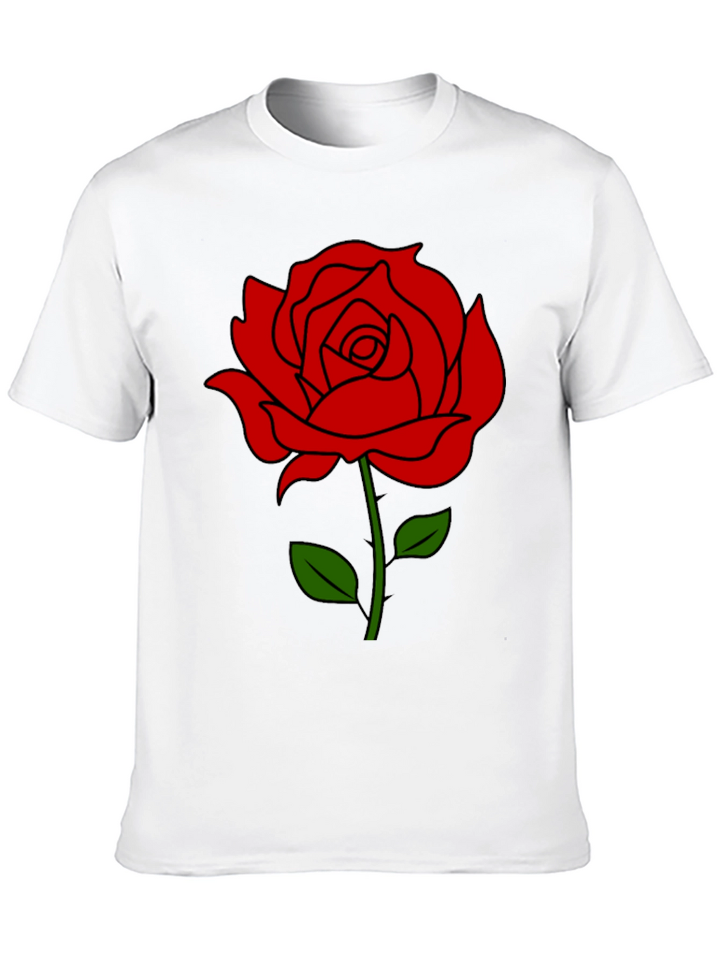 Black T-Shirt with Red Rose Graphic