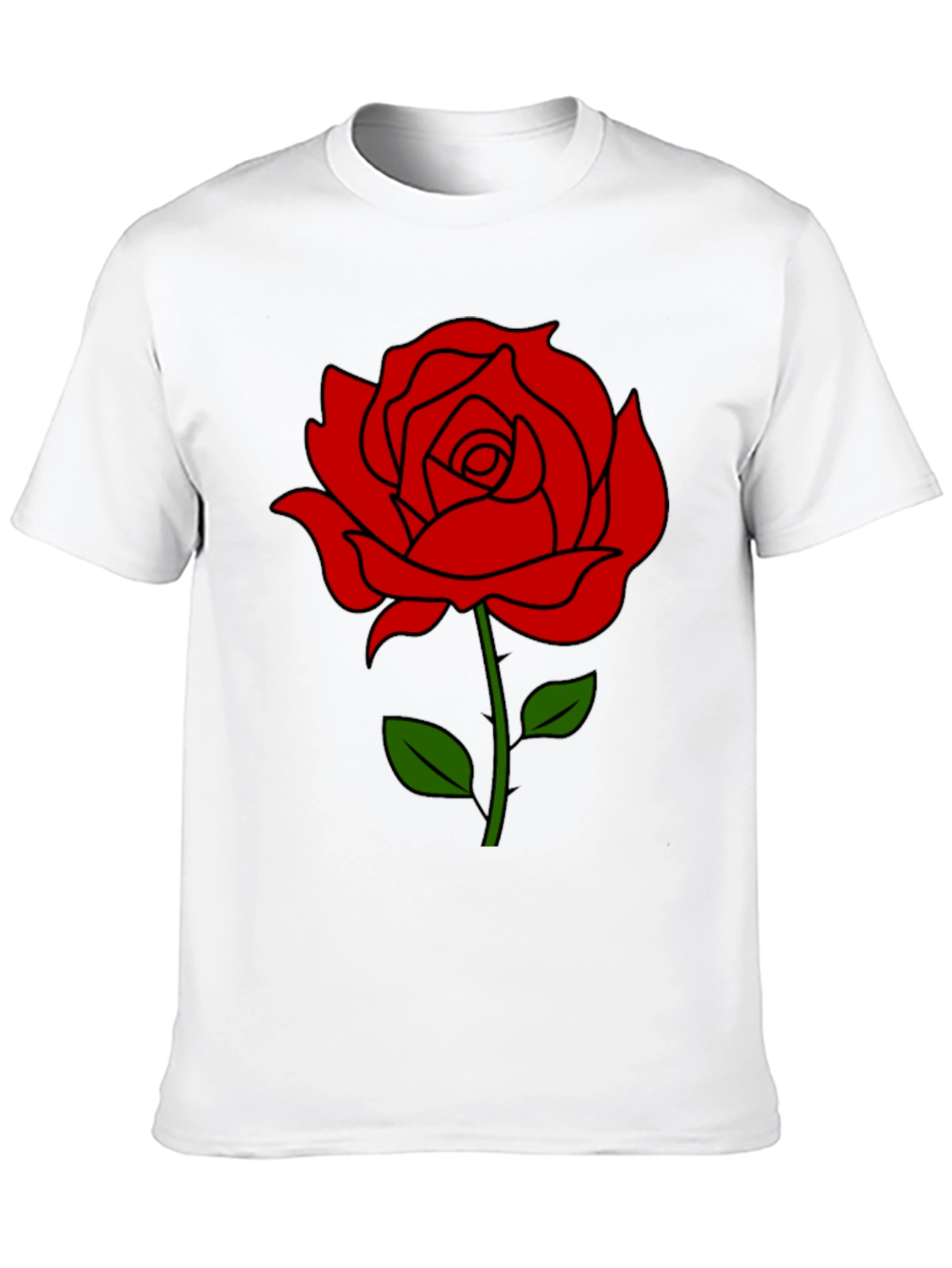 Black T-Shirt with Red Rose Graphic