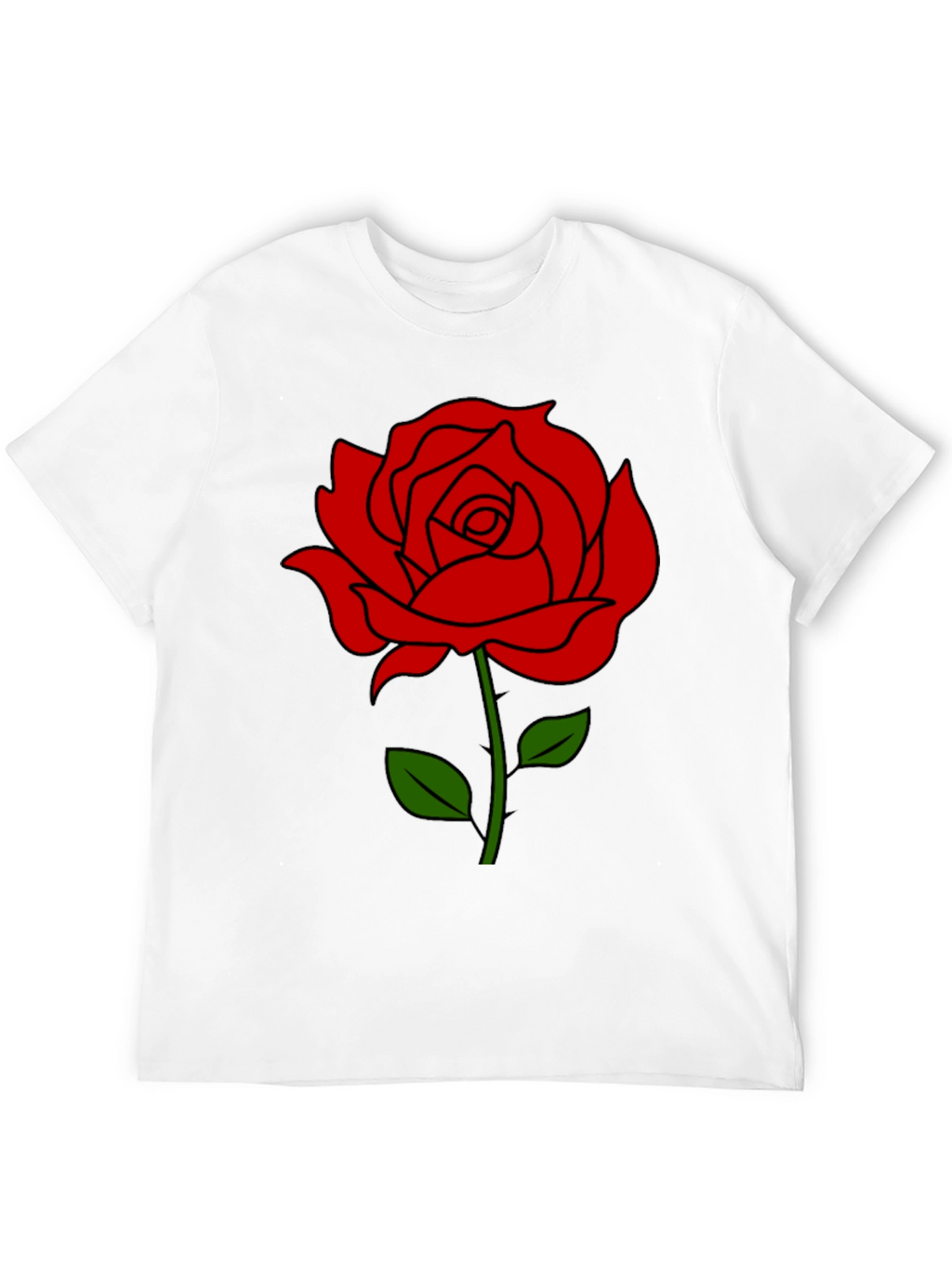 Black T-Shirt with Red Rose Graphic