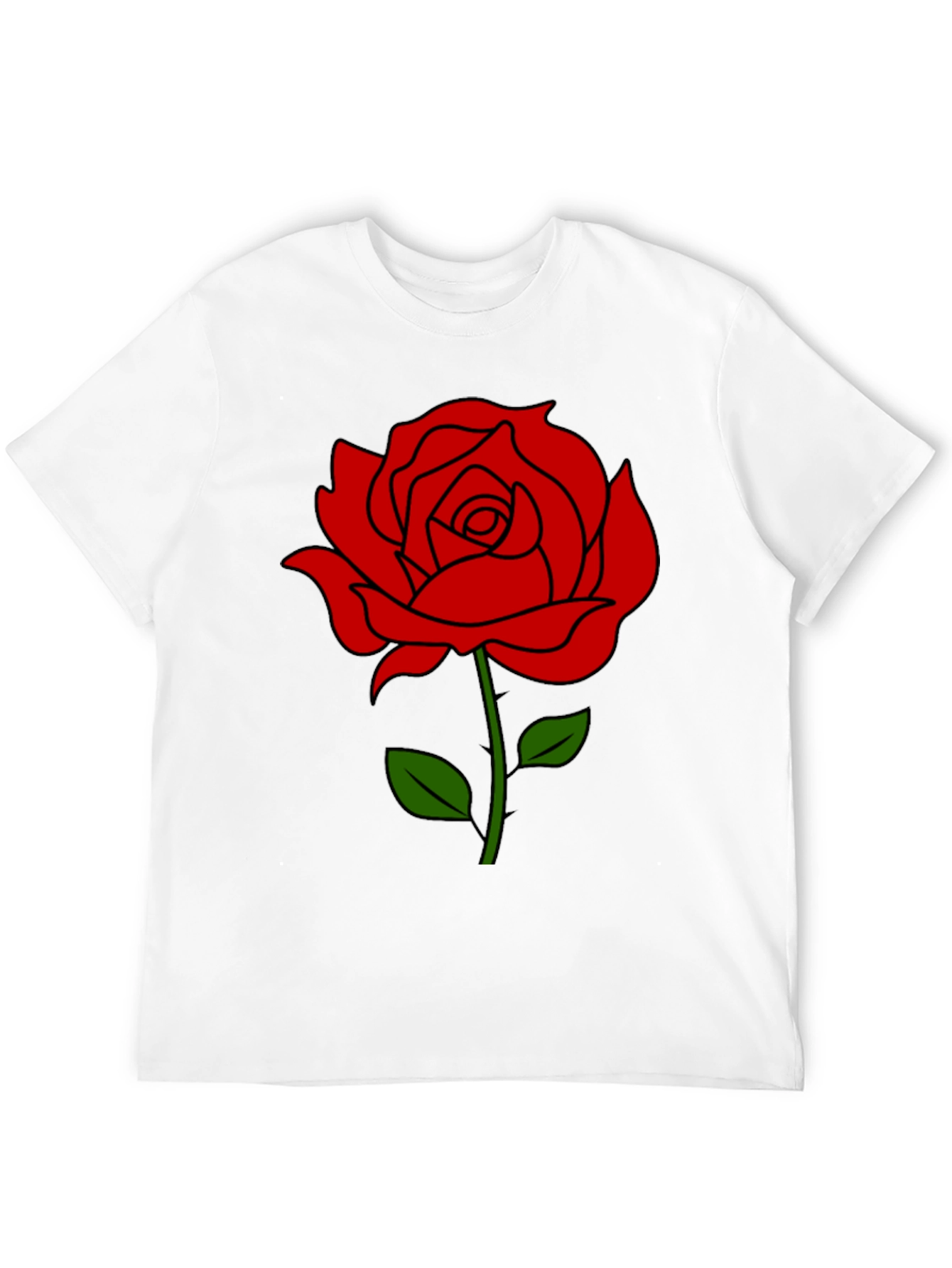 Black T-Shirt with Red Rose Graphic