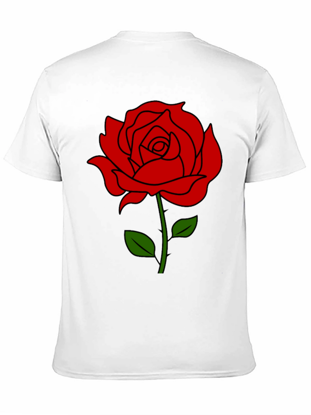 Black T-Shirt with Red Rose Graphic