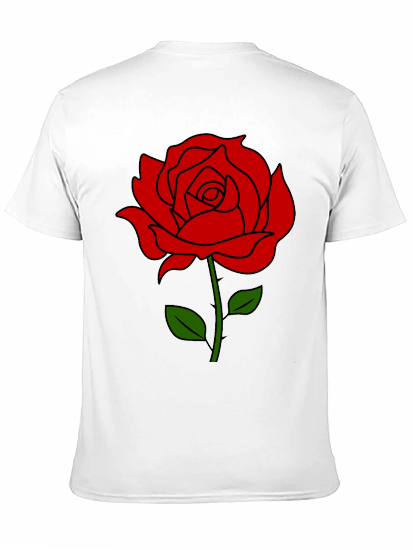 Black T-Shirt with Red Rose Graphic