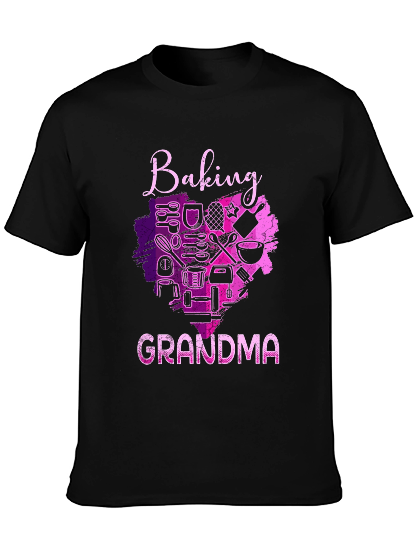 Baking Grandma T-Shirt - Black Crew Neck