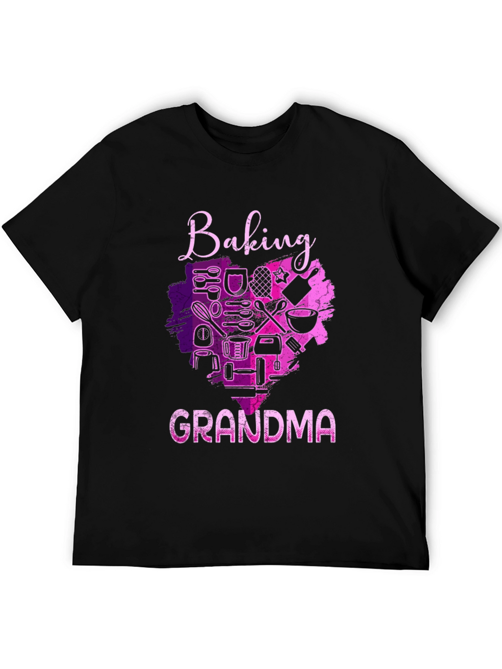 Baking Grandma T-Shirt - Black Crew Neck