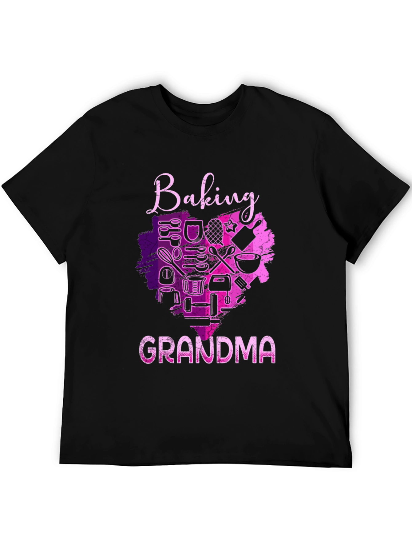 Baking Grandma T-Shirt - Black Crew Neck