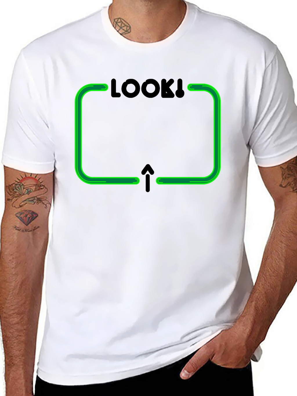 Look Up Graphic Tee - Novelty Arrow Design