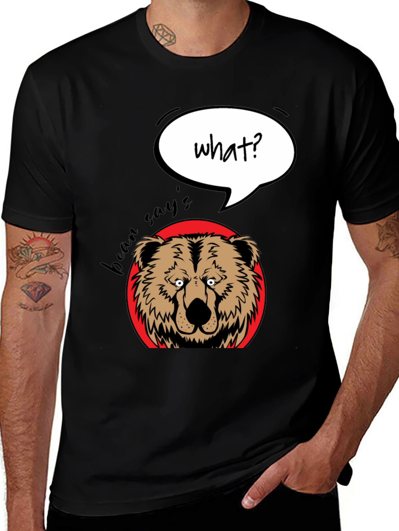 Funny Bear What? Graphic T-Shirt