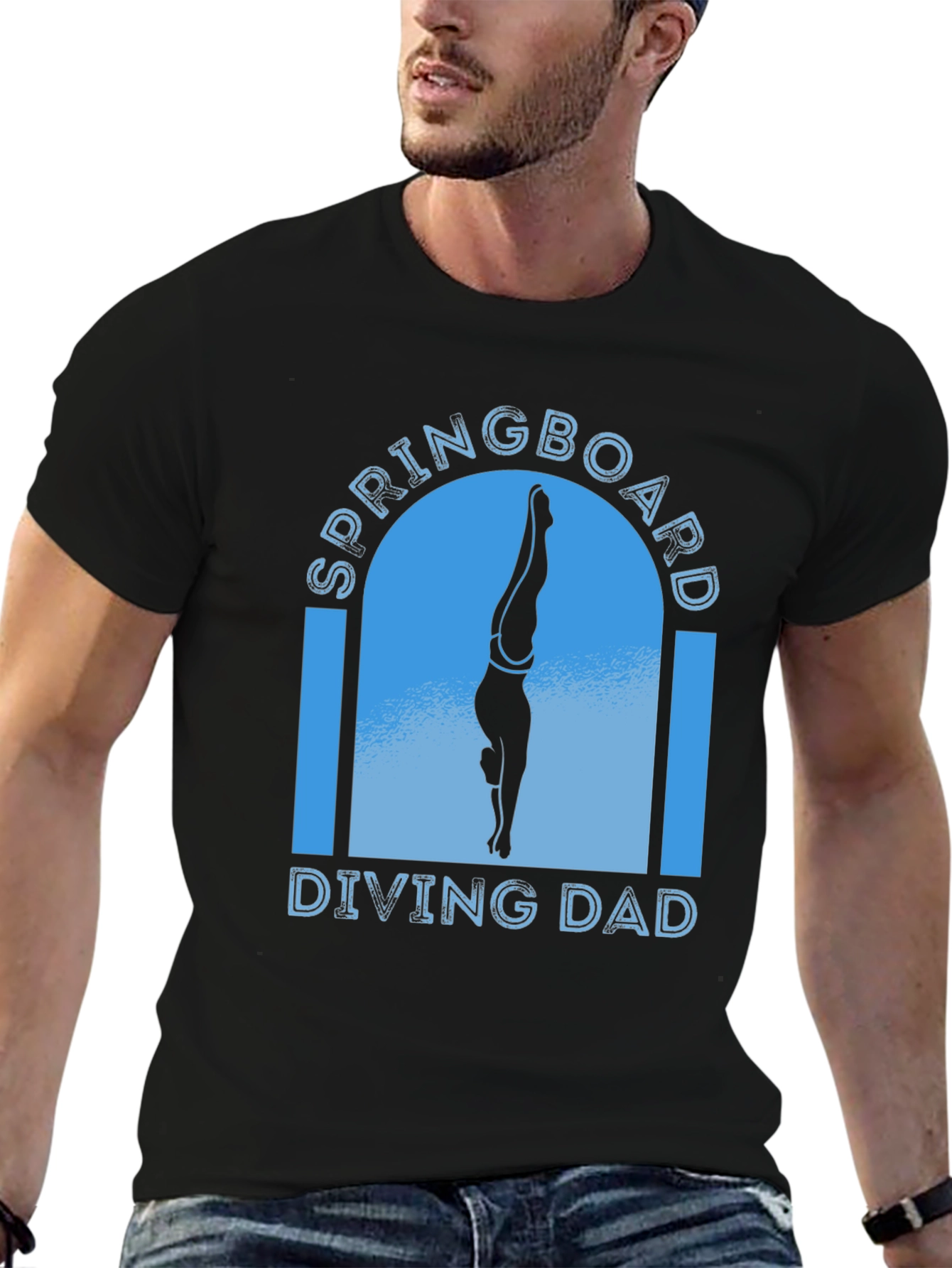 Springboard Diving Dad T-Shirt - Black