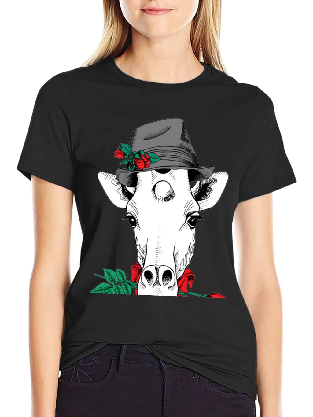 Giraffe in Hat Graphic Tee