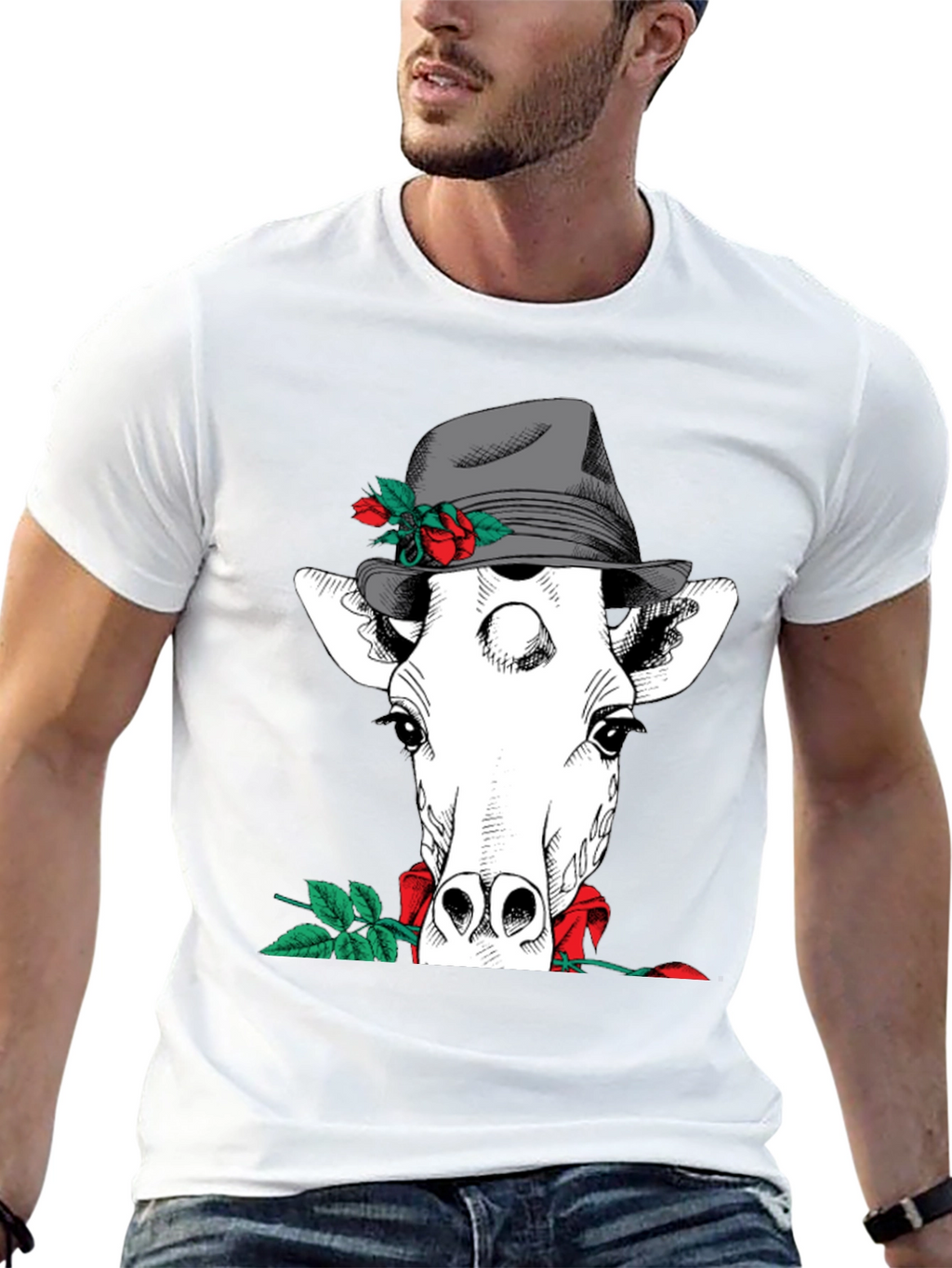 Giraffe in Hat Graphic Tee