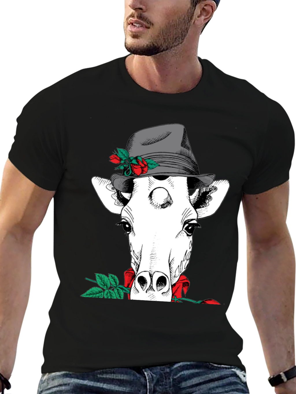 Giraffe in Hat Graphic Tee
