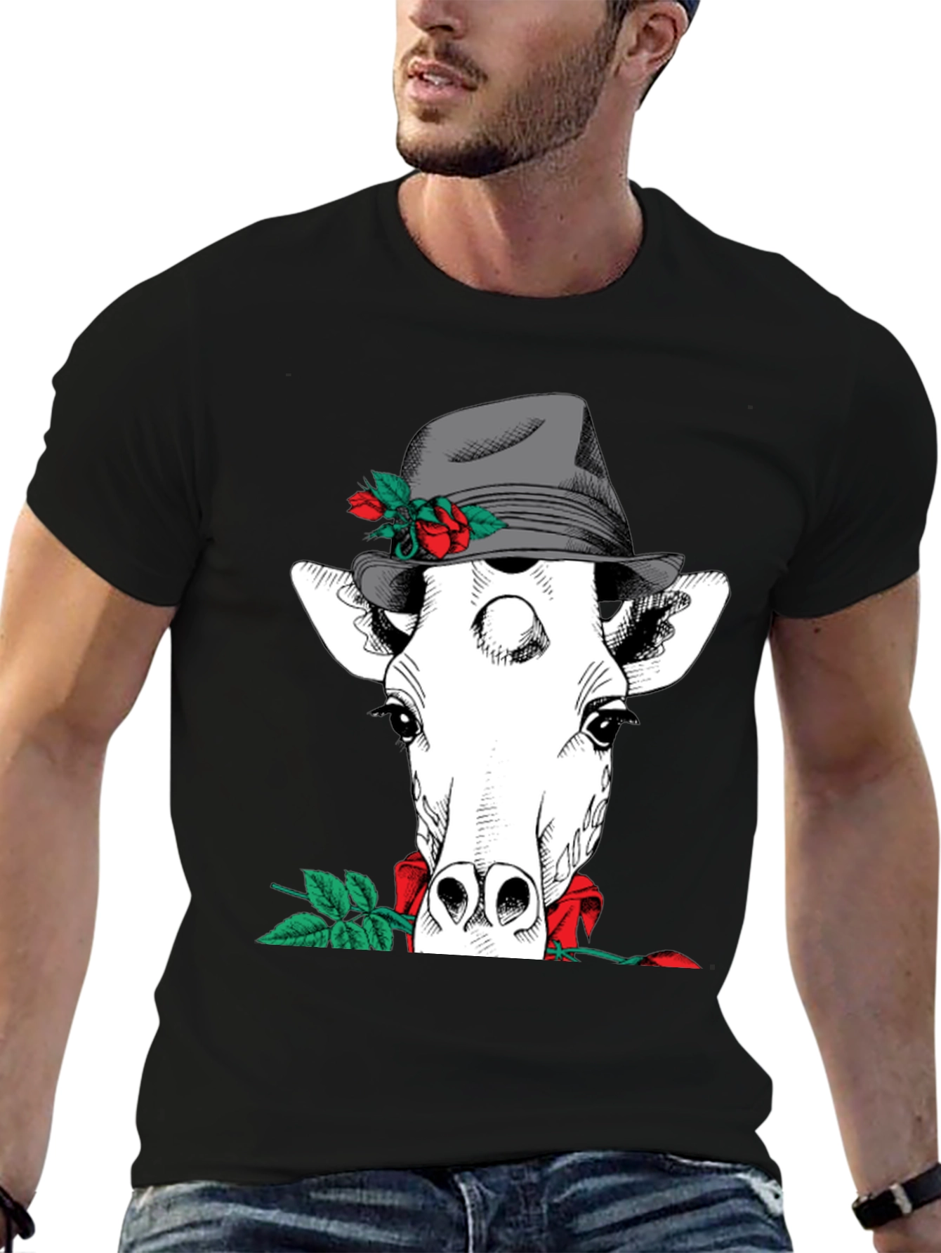 Giraffe in Hat Graphic Tee
