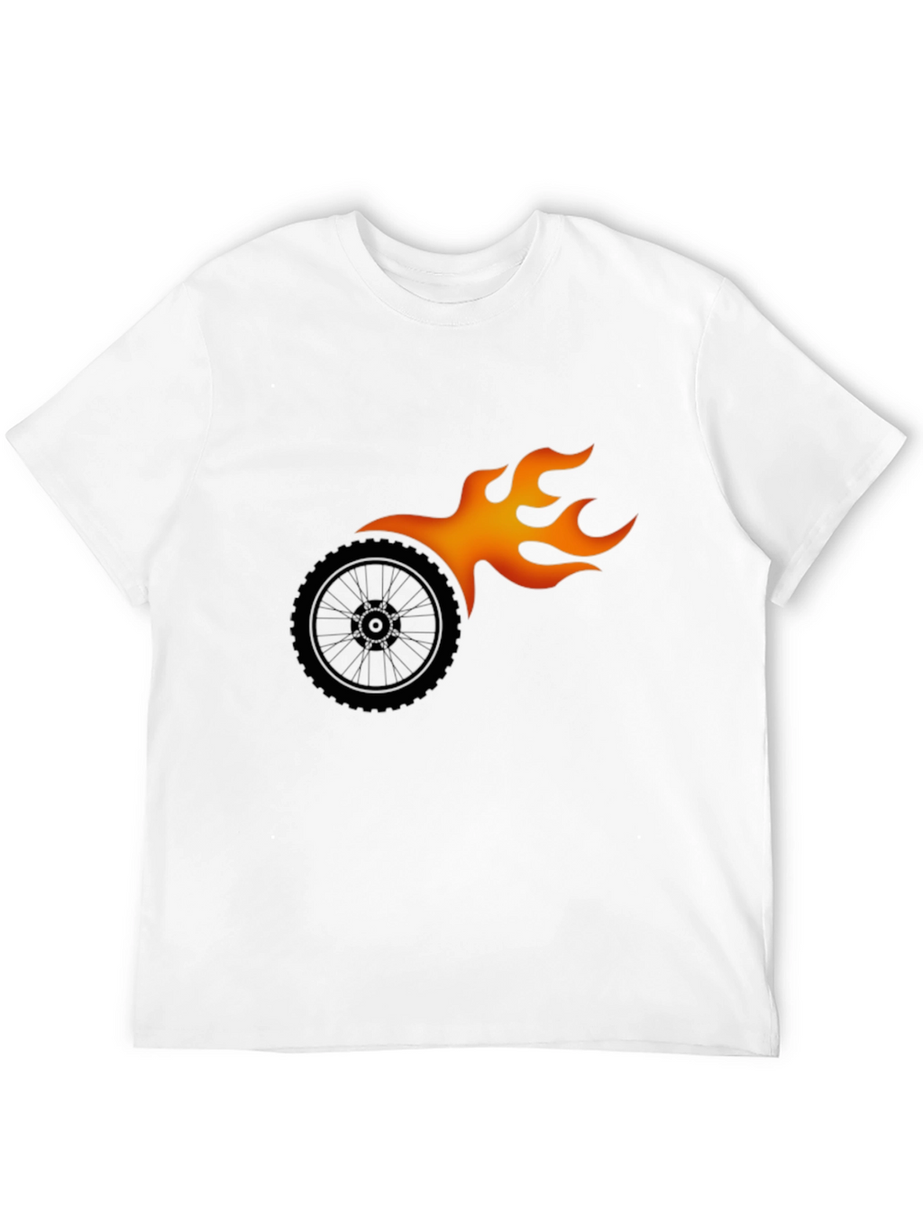 Black Graphic Tee - Flaming Wheel Design