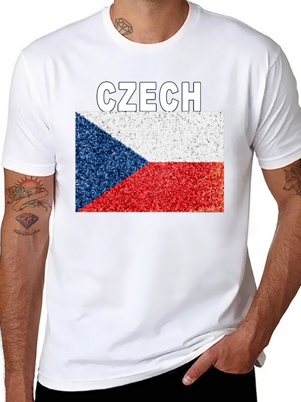 Czech Republic Flag T-Shirt - Black Crew Neck Tee