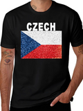 Czech Republic Flag T-Shirt - Black Crew Neck Tee