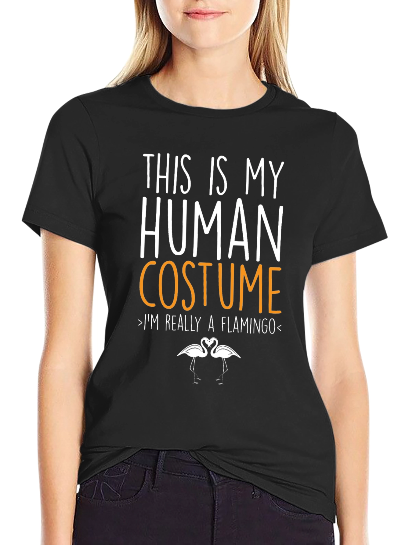 Human Costume Flamingo T-Shirt - Funny Halloween Tee