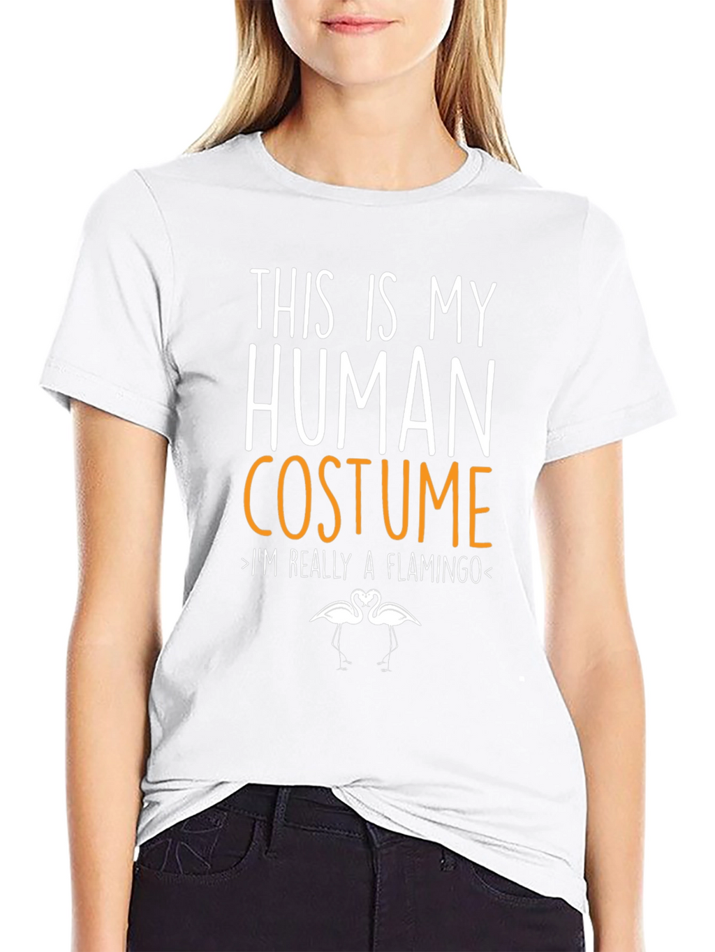 Human Costume Flamingo T-Shirt - Funny Halloween Tee