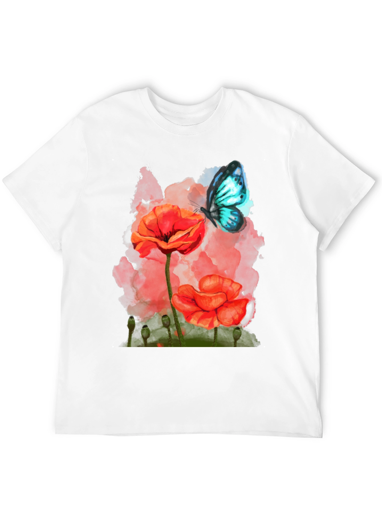 Floral Butterfly Graphic Tee - Mens Black T-Shirt