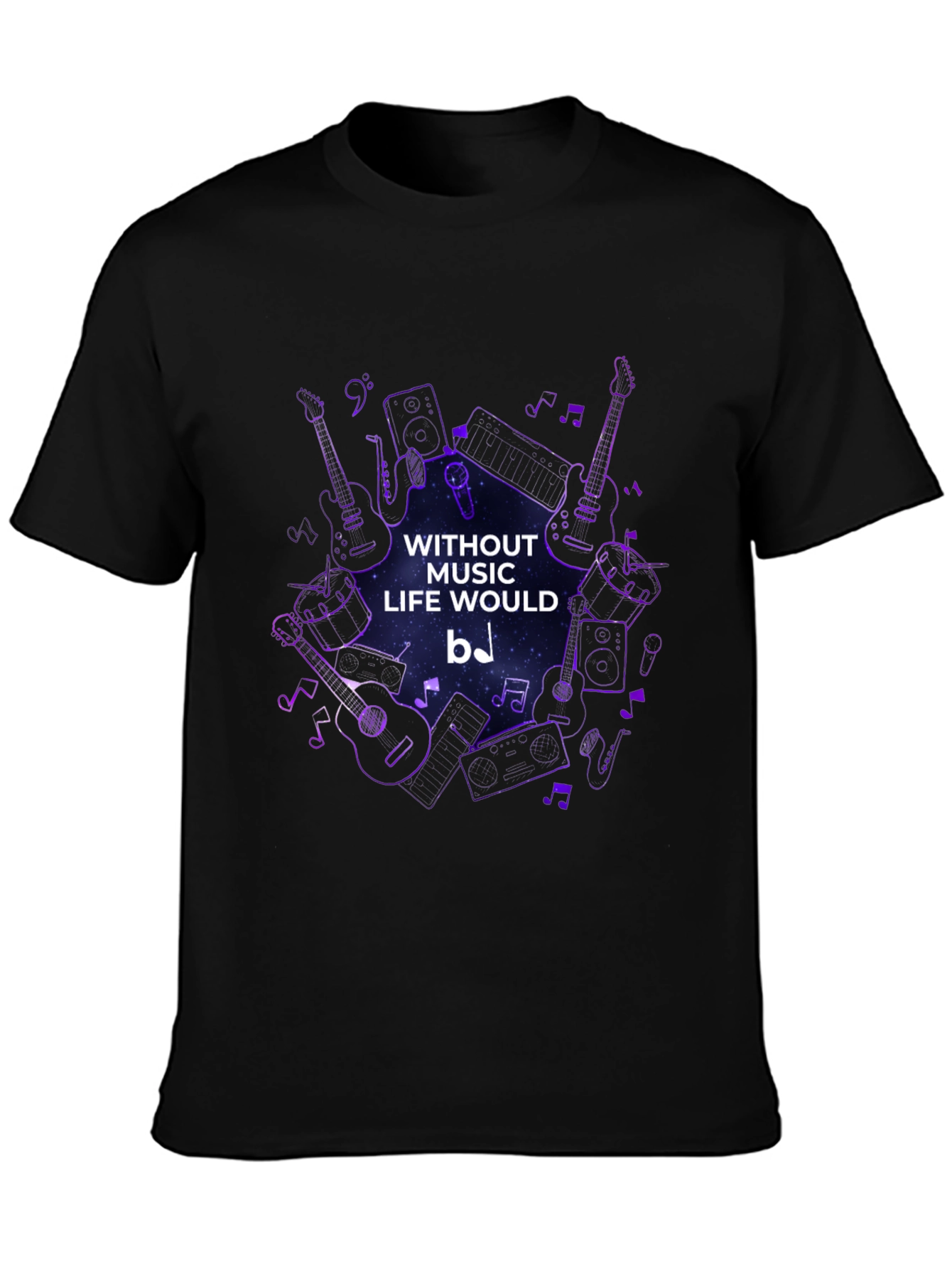 Music Lover T-Shirt - Without Music Life Would B Flat