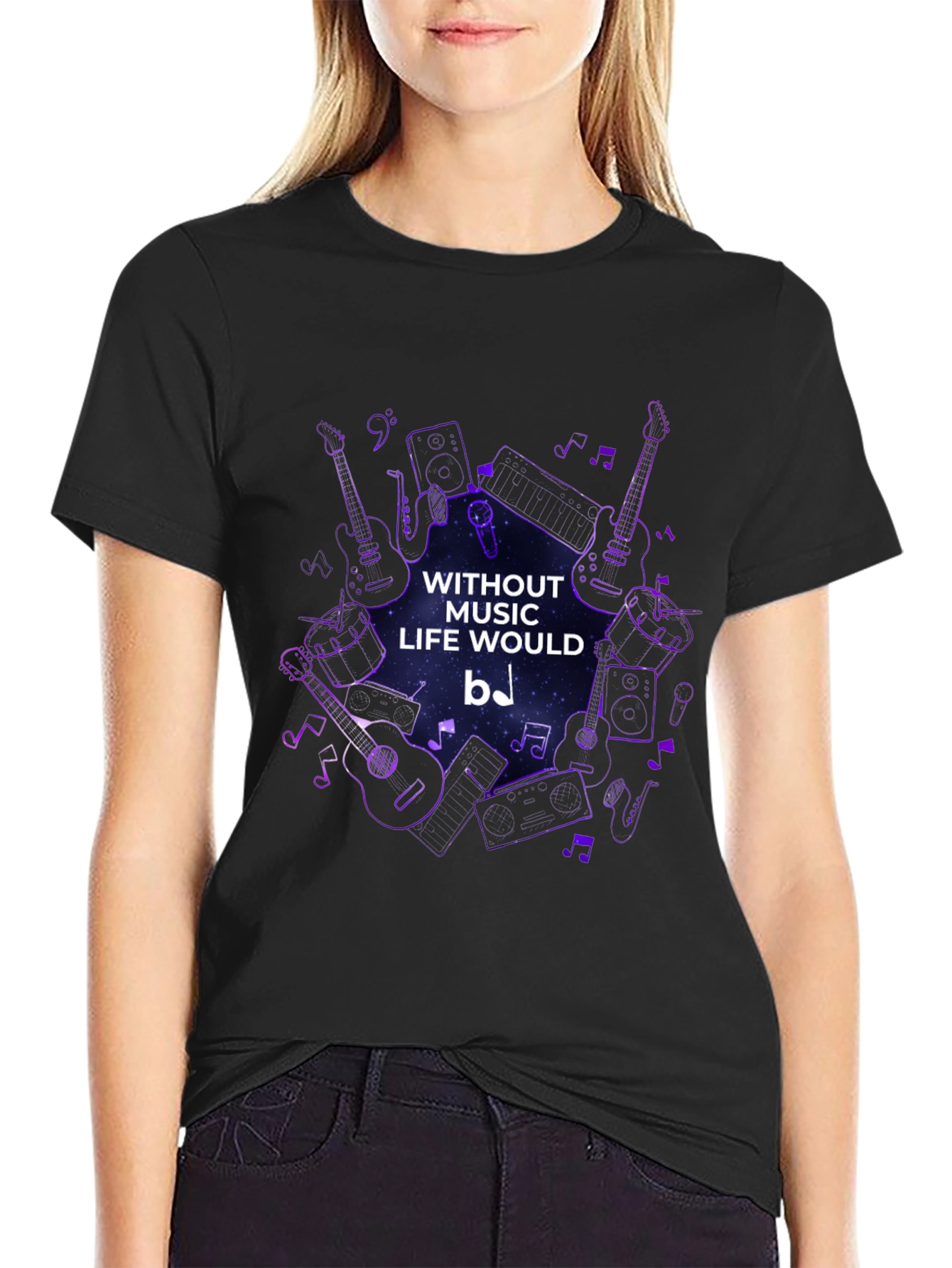 Music Lover T-Shirt - Without Music Life Would B Flat