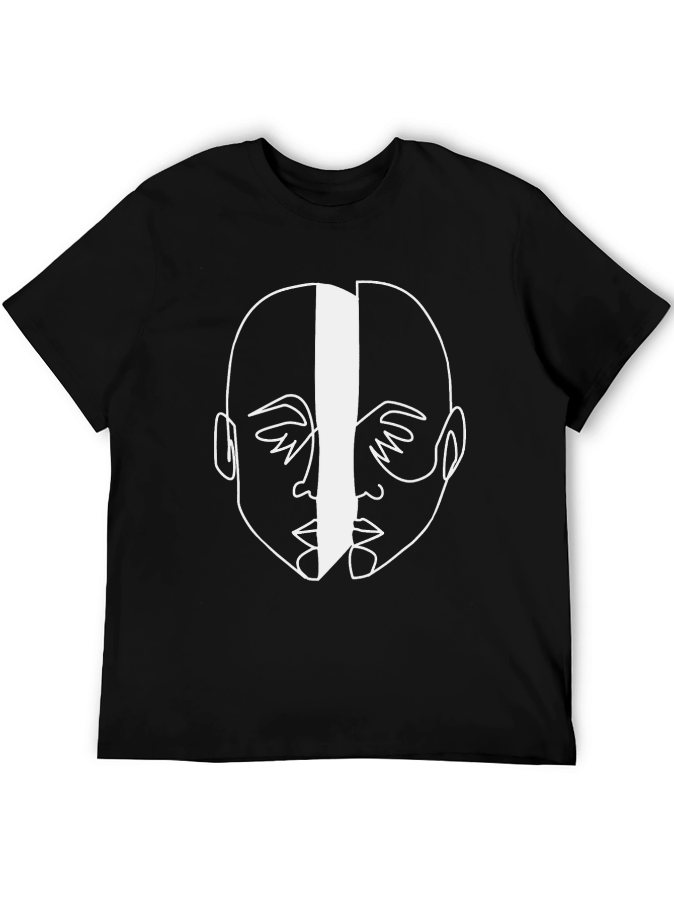 Abstract Face Graphic Tee - Modern Minimalist Design