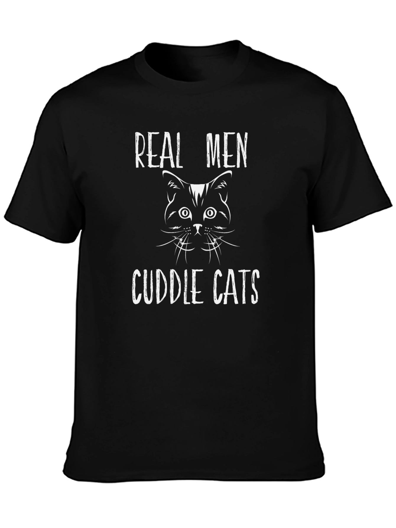 Real Men Cuddle Cats Black T-Shirt