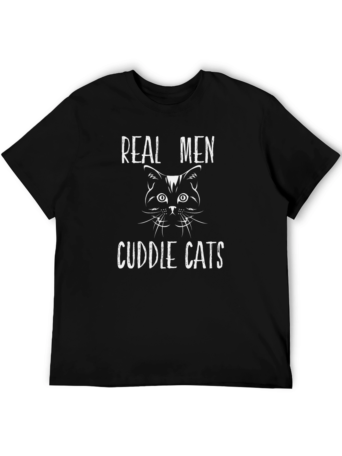 Real Men Cuddle Cats Black T-Shirt