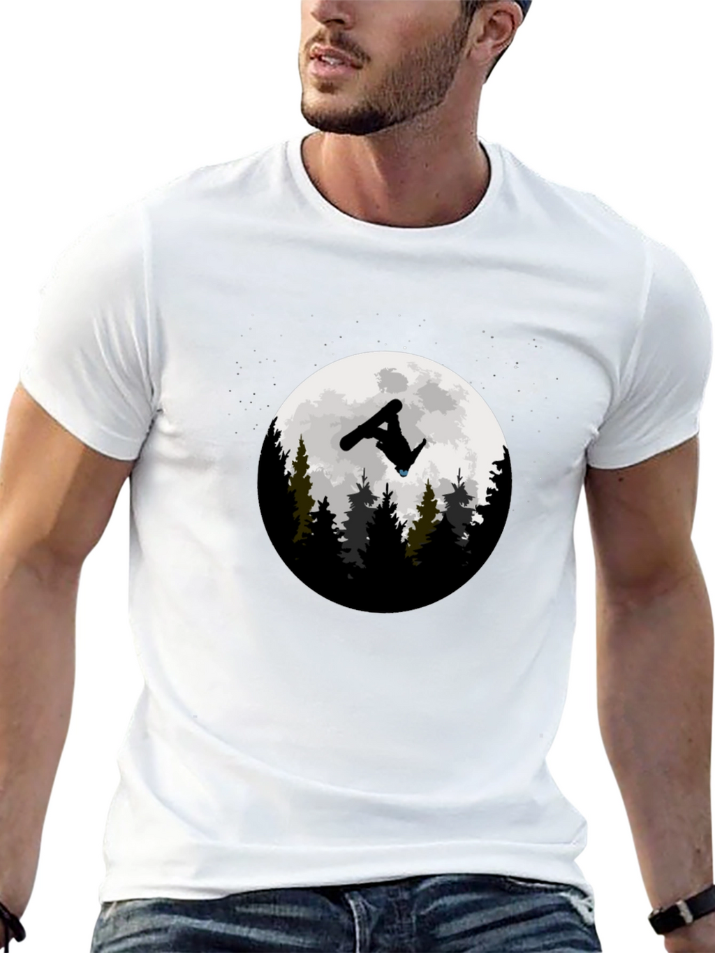 Snowboarder Moon Graphic T-Shirt