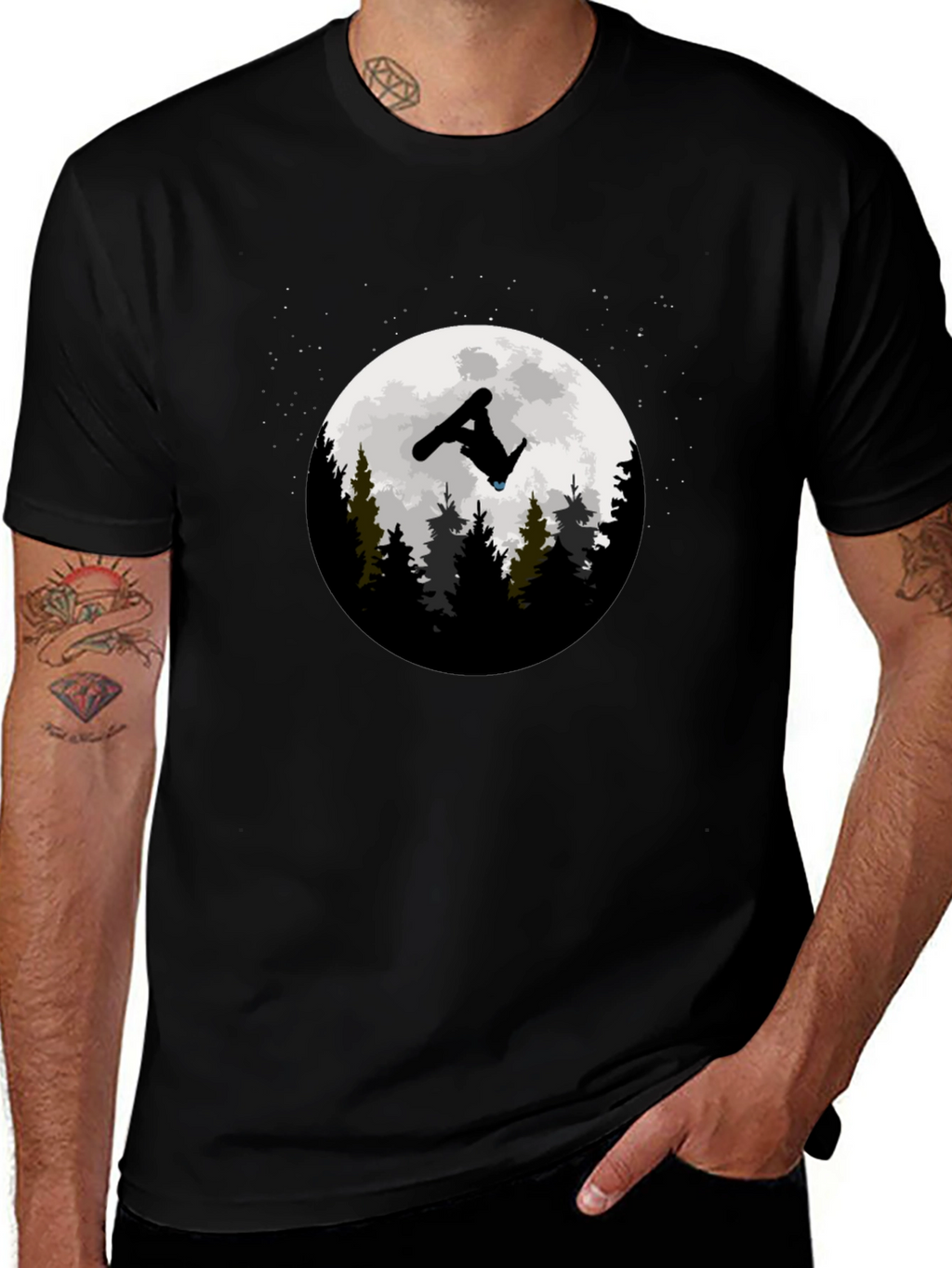 Snowboarder Moon Graphic T-Shirt
