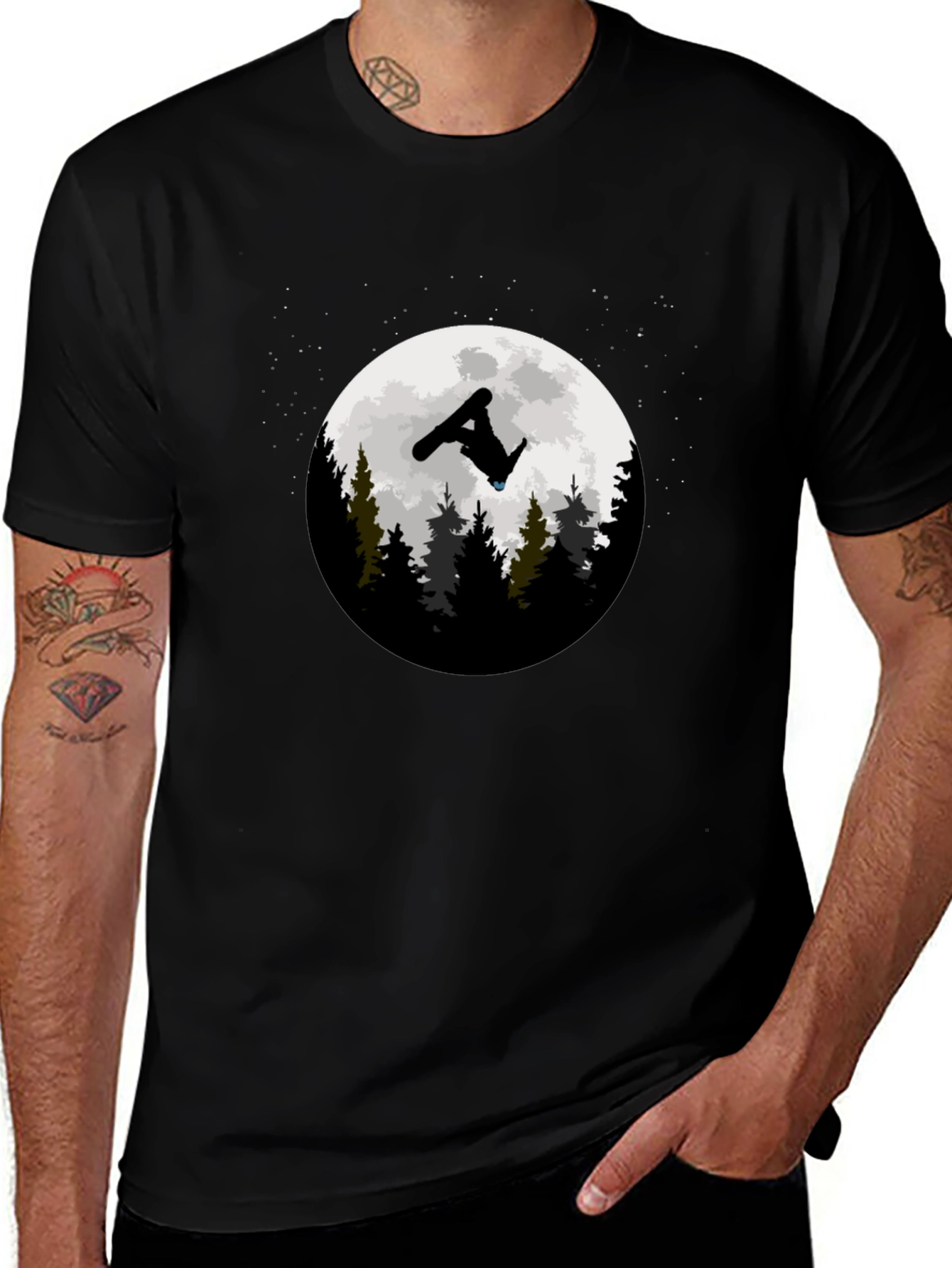 Snowboarder Moon Graphic T-Shirt