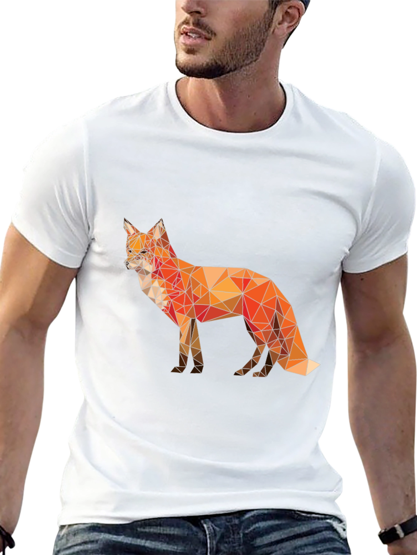 Geometric Fox Graphic T-Shirt - Modern Poly Art Tee