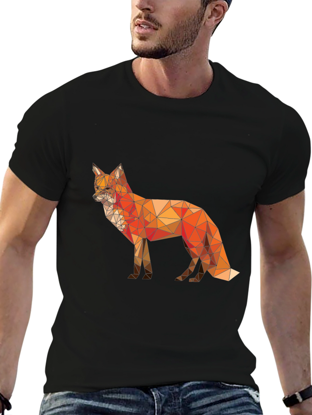 Geometric Fox Graphic T-Shirt - Modern Poly Art Tee