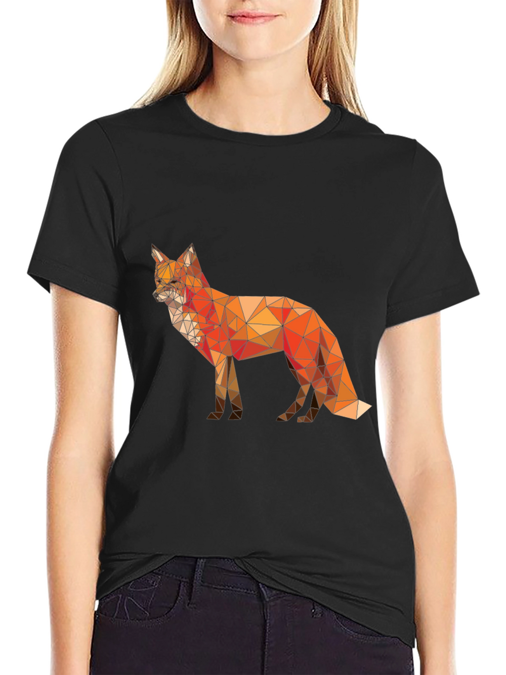 Geometric Fox Graphic T-Shirt - Modern Poly Art Tee