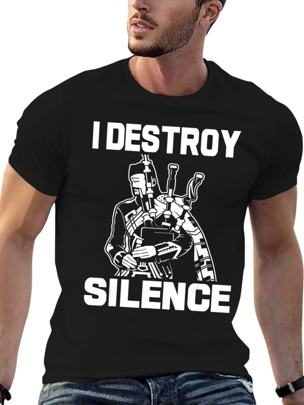 I Destroy Silence Bagpipe Graphic Tee