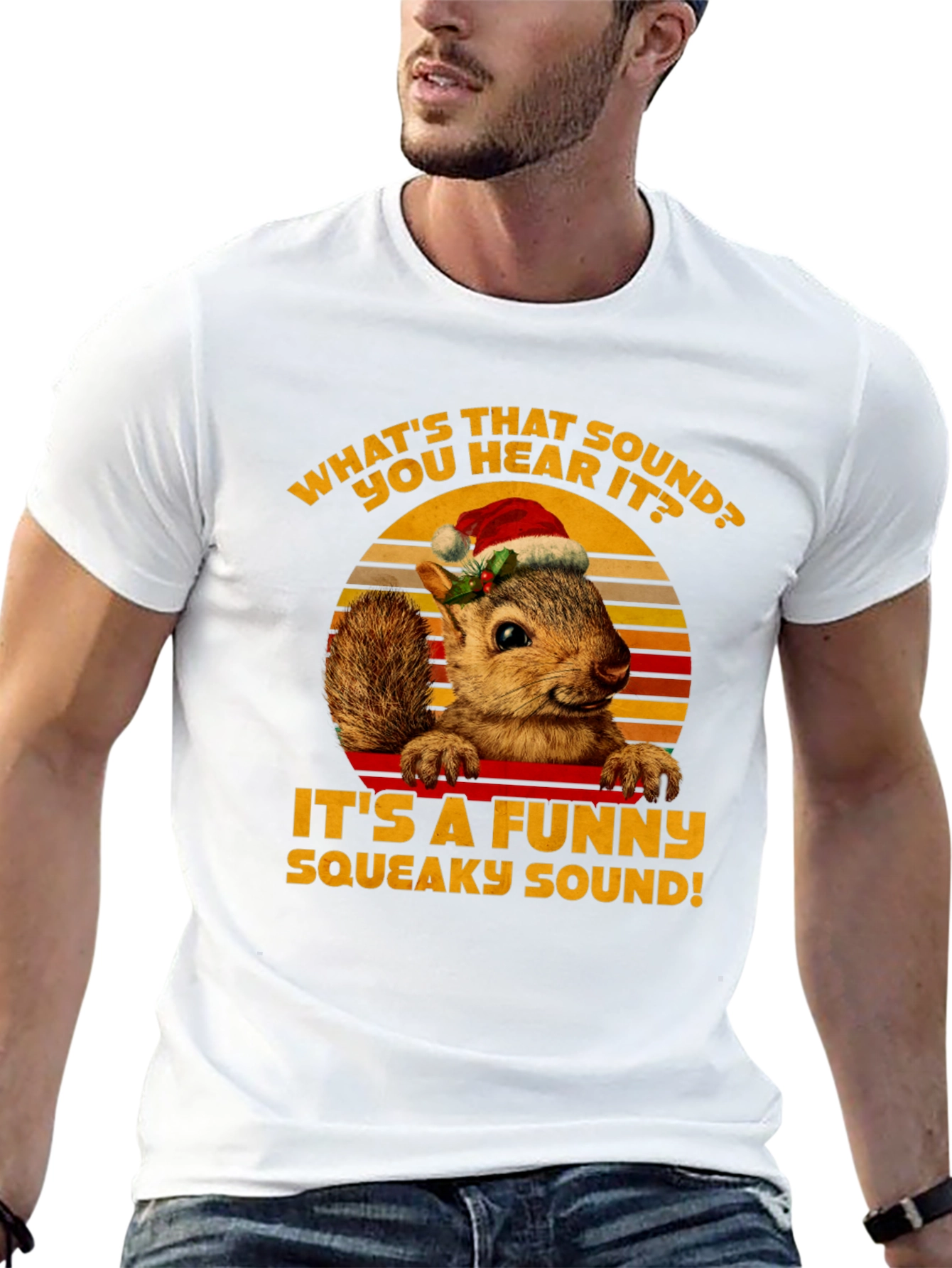 Funny Squirrel Christmas T-Shirt - Squeaky Sound!