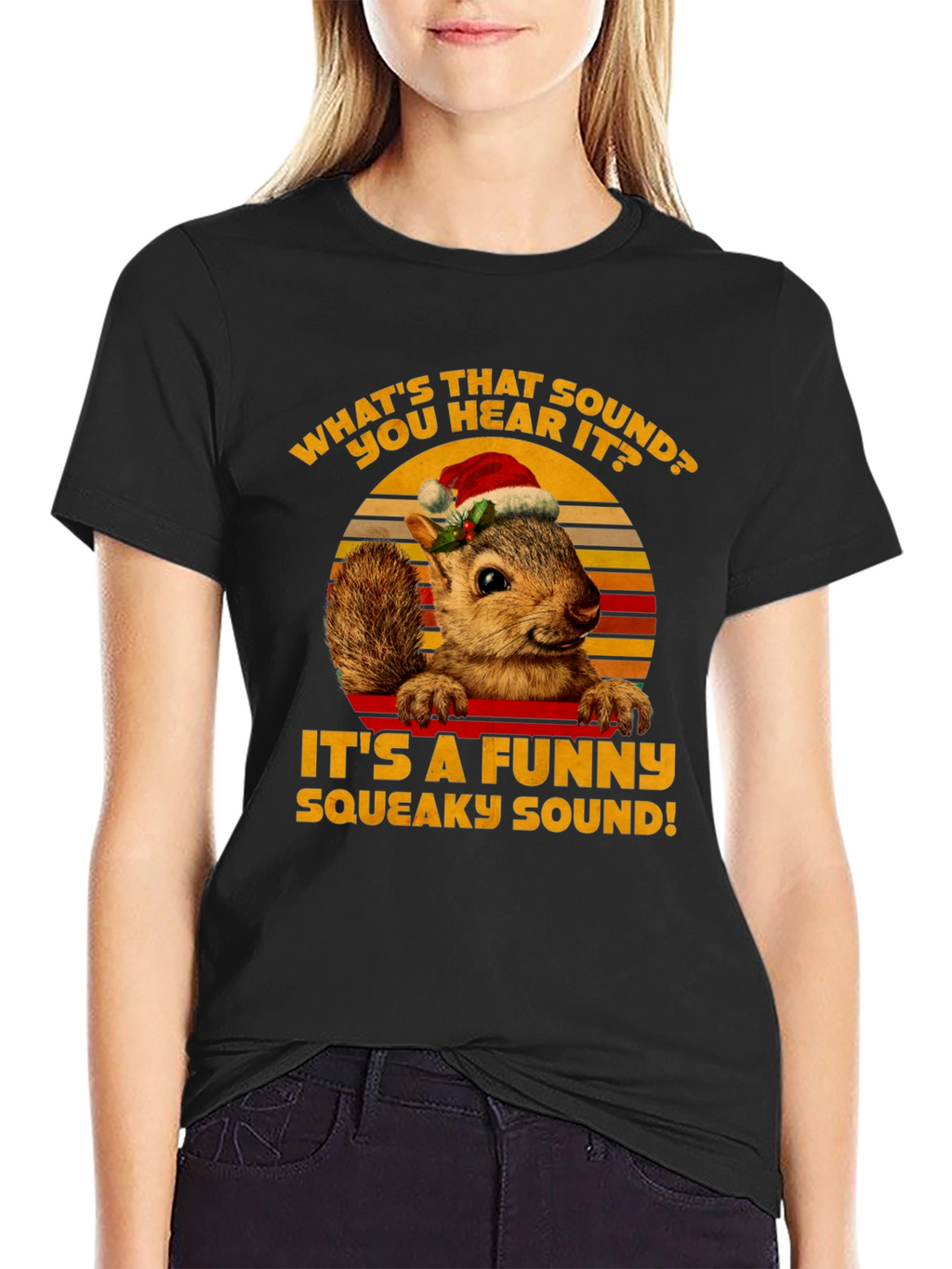 Funny Squirrel Christmas T-Shirt - Squeaky Sound!