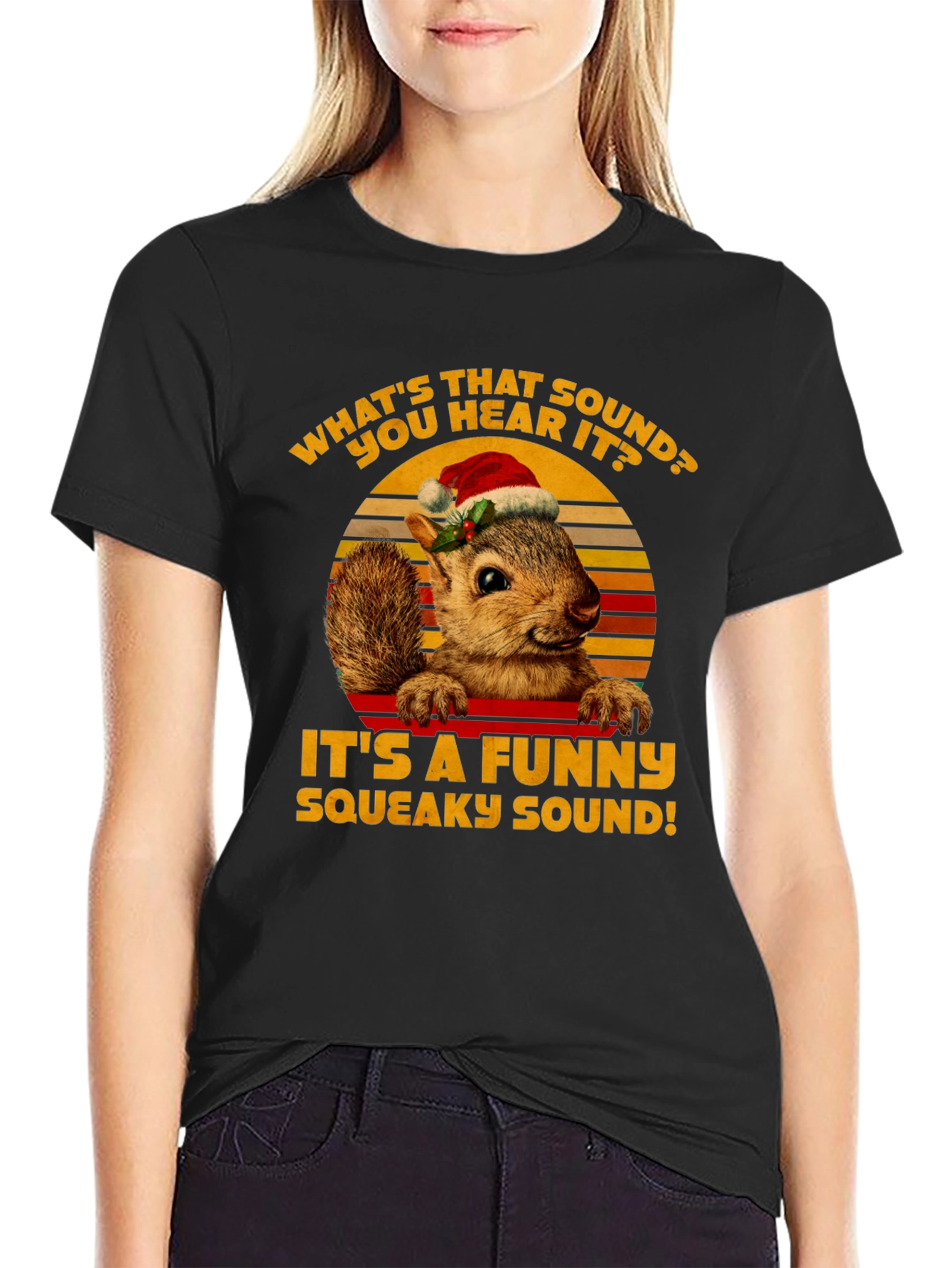 Funny Squirrel Christmas T-Shirt - Squeaky Sound!
